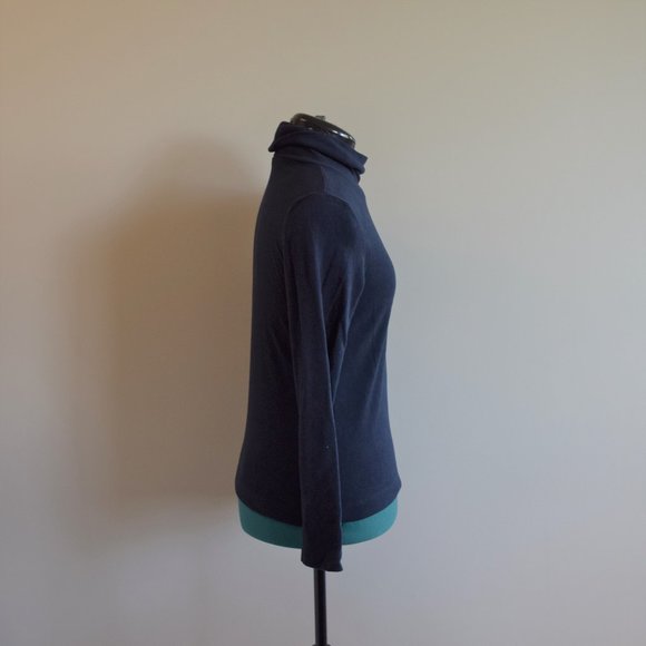 NWOT Heattech Navy Blue Fleece Turtleneck Long Sleeve Shirt - Picture 2 of 7